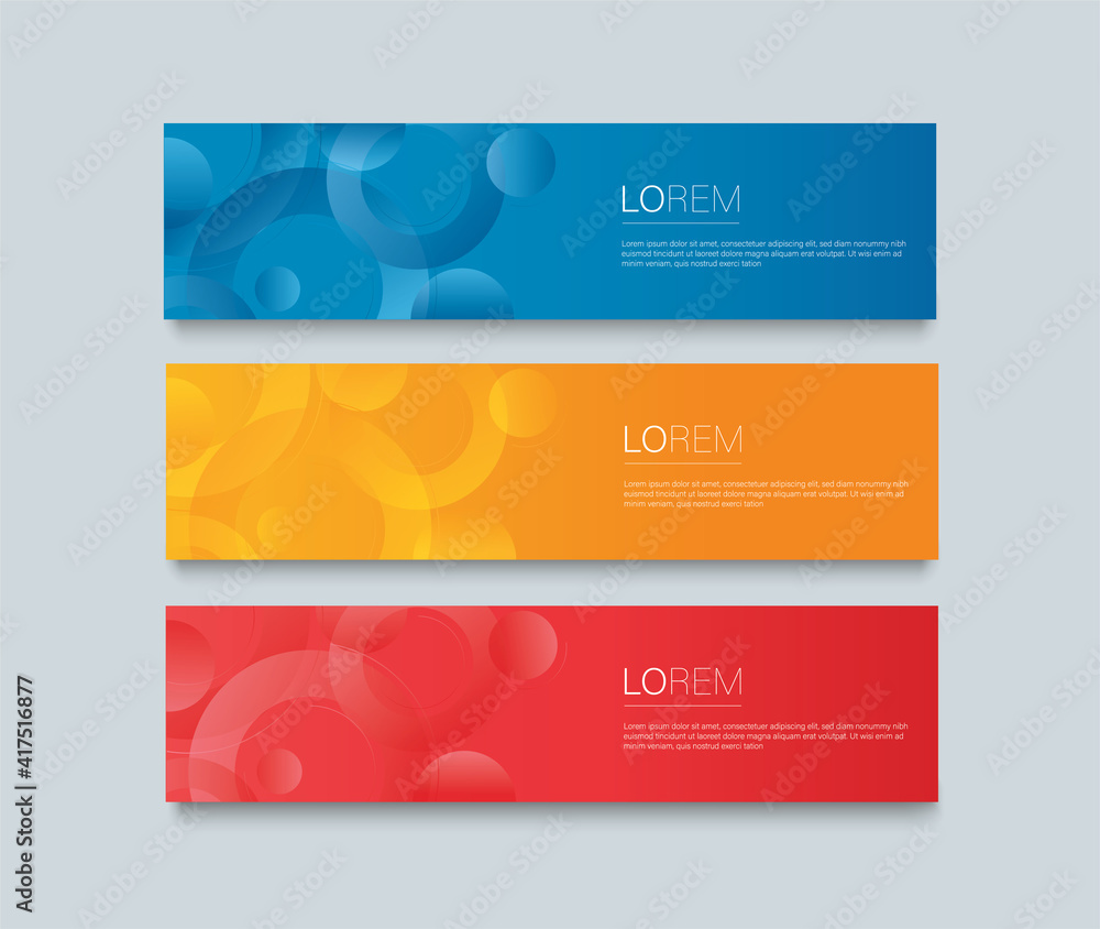Naklejka premium Set of modern colorful banner template. Blue, Red and Orange Banner design