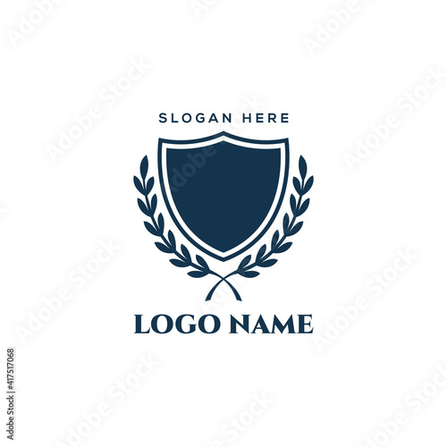 Royal shield Badges Heraldic Logo, Shield icon template isolated, Heraldic emblem shield with crown and laurel wreath. Coat Arms Vintage Brand Crest Heraldic Emblem Shield