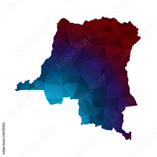 Map of Democratic Republic of the Congo from Polygonal wire frame low poly mesh,Democratic Republic of the Congo map Vector Illustration EPS10.