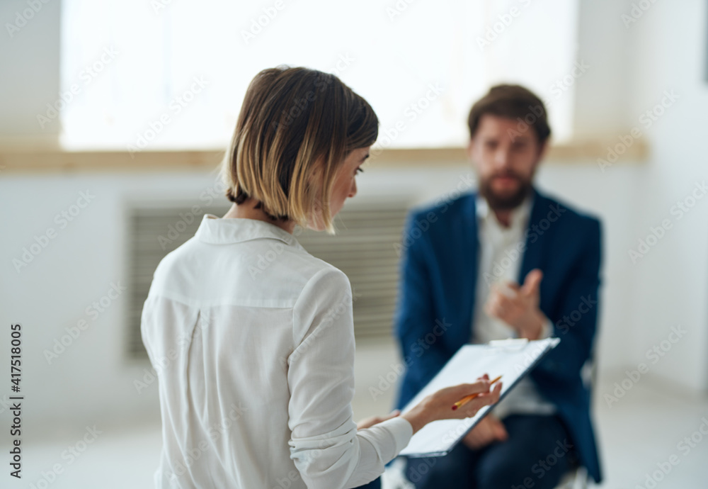 woman psychologist reception patient diagnosis health treatment woman psychologist reception patient diagnosis health treatment