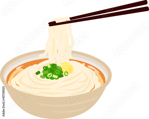 箸で持ち上げたうどん