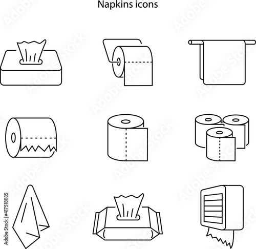 Napkin icons. Tissue paper box icon. Wipes icons. Vector. UI icon. Neumorphic UI UX white user interface web button.