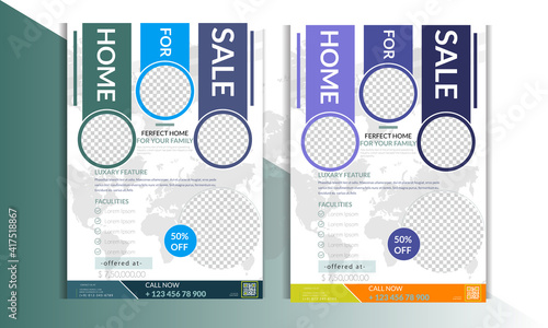 Real Estate Flyer with multicolor Versions 
