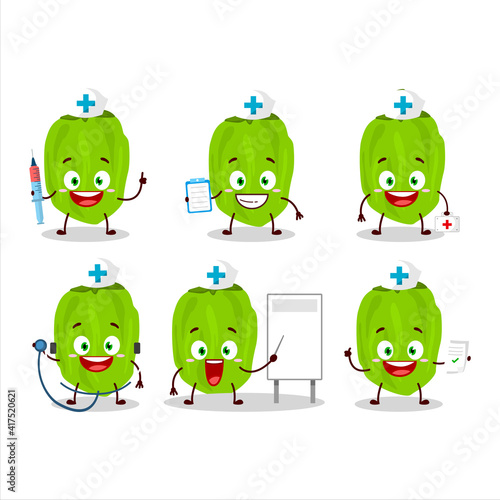 Doctor profession emoticon with green habanero cartoon character