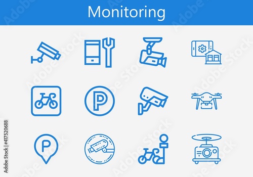 Premium set of monitoring line icons. Simple monitoring icon pack. Stroke vector illustration on a white background. Modern outline style icons collection of Smart house