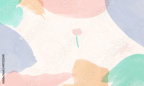 Watercolor background with floral pattern.