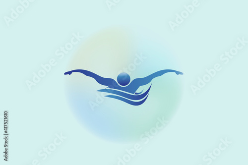 Swim sport icon logo vector illustration graphic design 