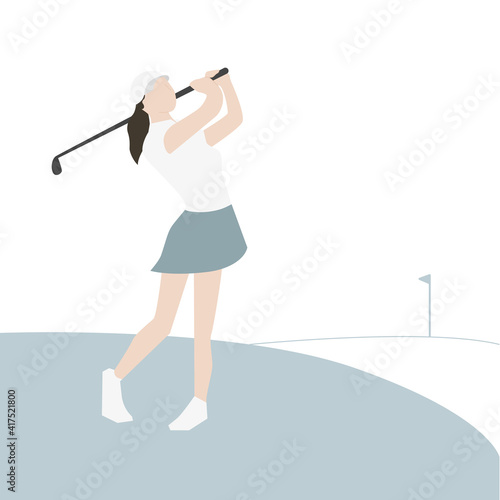 Female golfer golfing on the tee keeping healthy