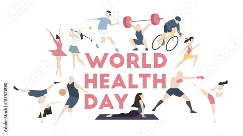 Fototapeta Naklejka Na Ścianę i Meble -  Various sport activities and staying healthy. World Health Day.