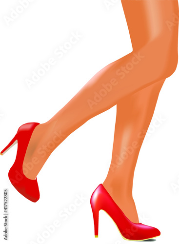 legs in red shoes isolated