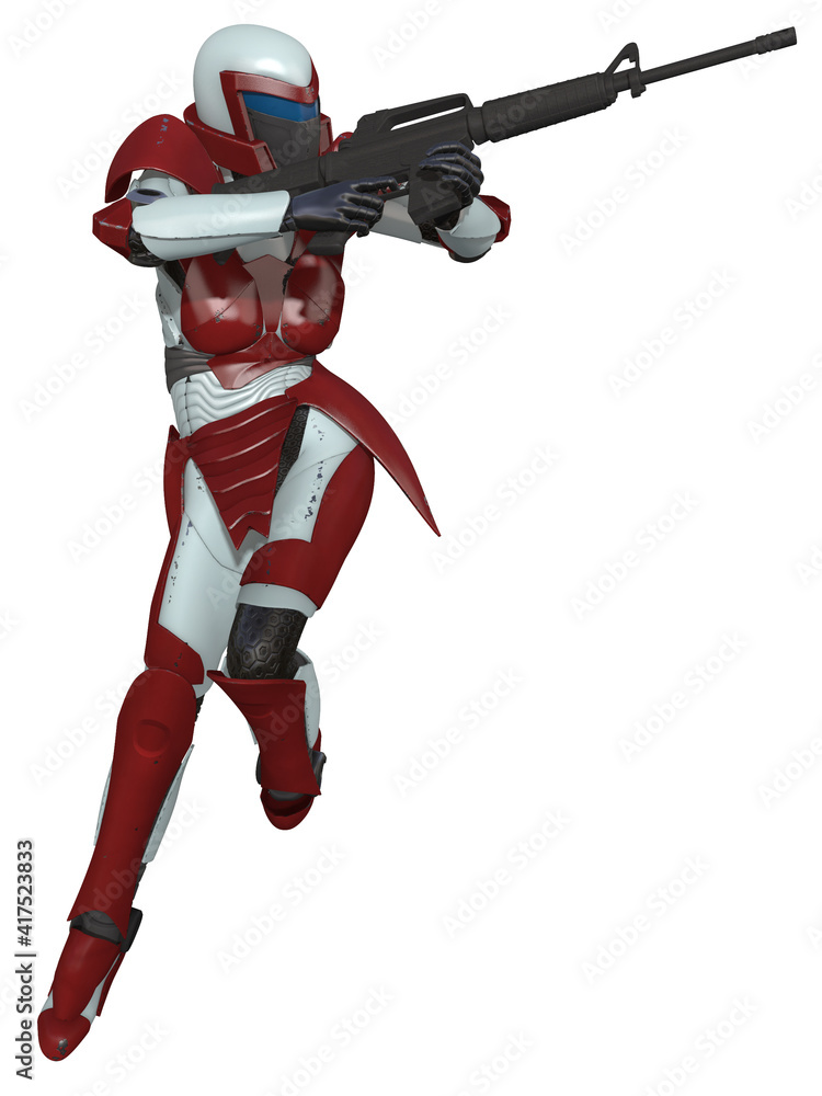 3d illustration of a female figure in a science fiction costume