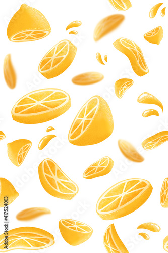 seamless background with lemons, pattern for print. High resolution 6000*9000 600dpi