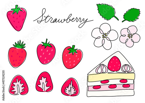 一筆書き いちご カラー イチゴの花 苺のショートケーキ Stock Vector Adobe Stock 一筆書き いちご カラー イチゴの花 苺のショートケーキ Stock Vector Adobe Stock