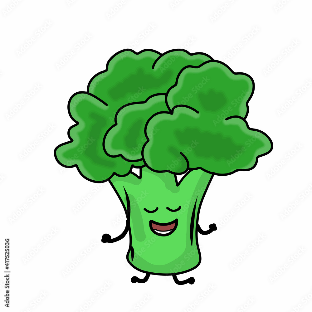Cute broccoli character vector template design illustration Cute broccoli character vector template design illustration
