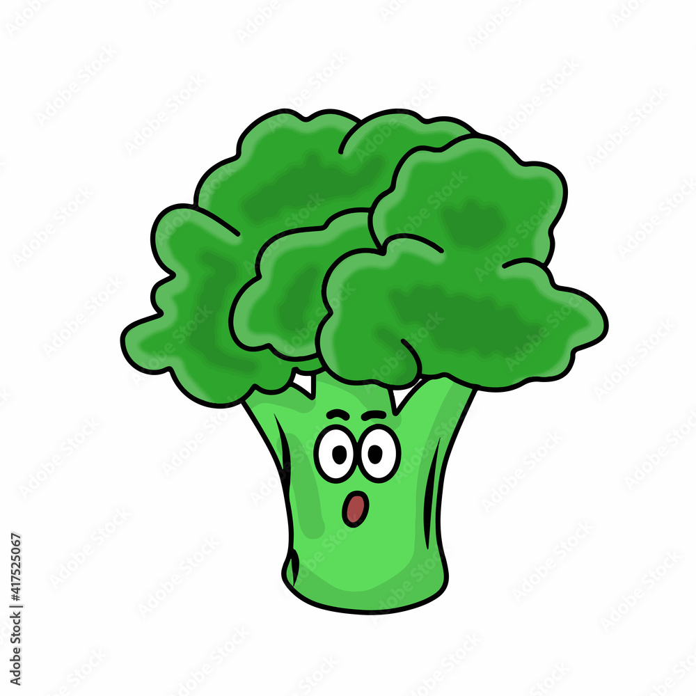 Cute broccoli character vector template design illustration Cute broccoli character vector template design illustration