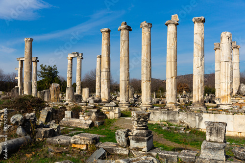 Ruins of Sanctuary of Aphrodite in ancient Aphrodisias. Archaeological and historical sights of modern Turkey..