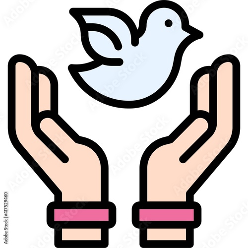 Hands release Dove icon, International Women's Day related vector