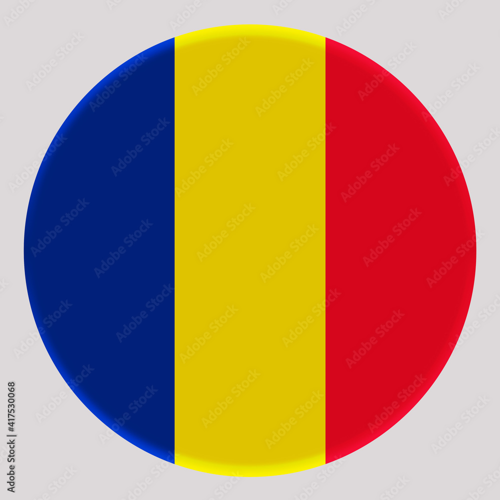 3D Flag of Romania on circle