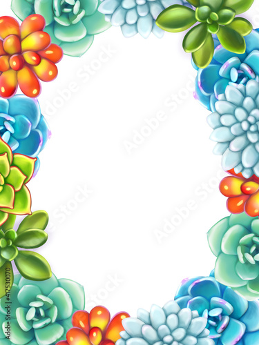 Floral Border. Succulents arranged un a shape of frame