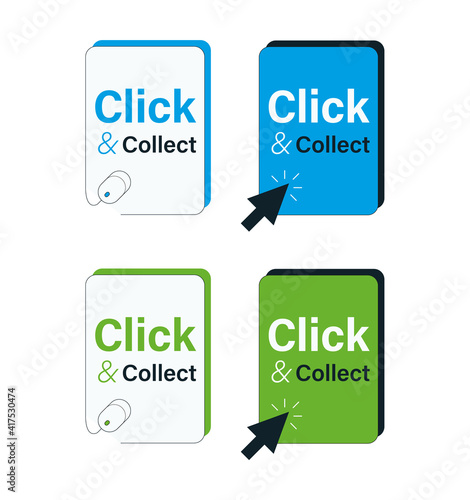 concept of click and collect insert, online sale, in vector 