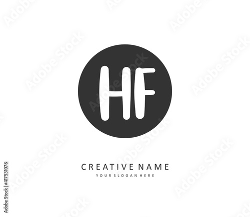 HF Initial letter handwriting and signature logo. A concept handwriting initial logo with template element. © FAAZT_Creative