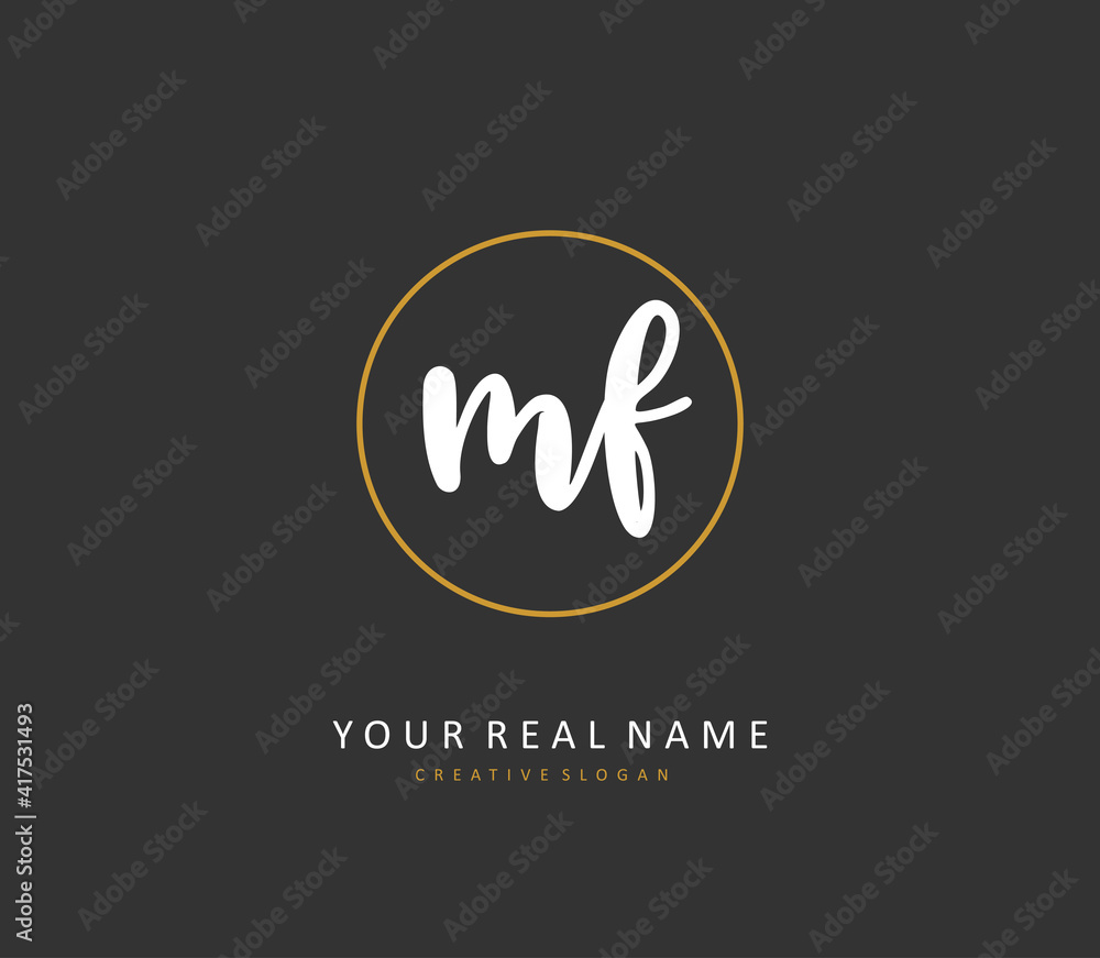 MF Initial letter handwriting and signature logo. A concept handwriting initial logo with template element.