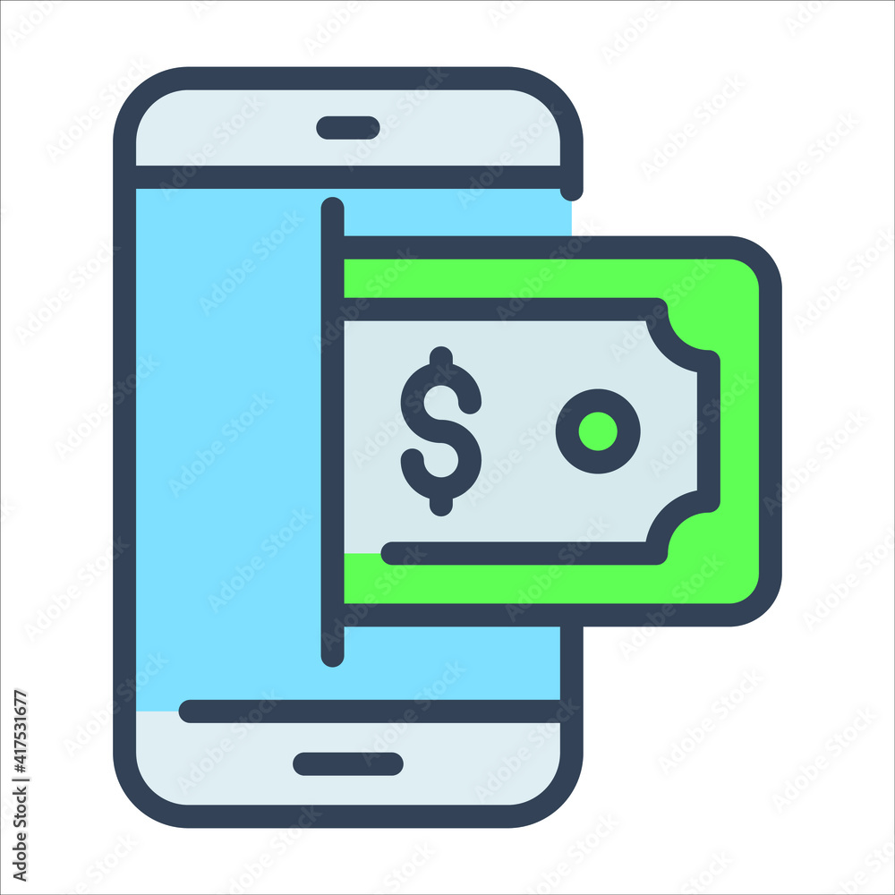 mobile pay color outline icon, business and finance icon. mobile pay color outline icon, business and finance icon.
