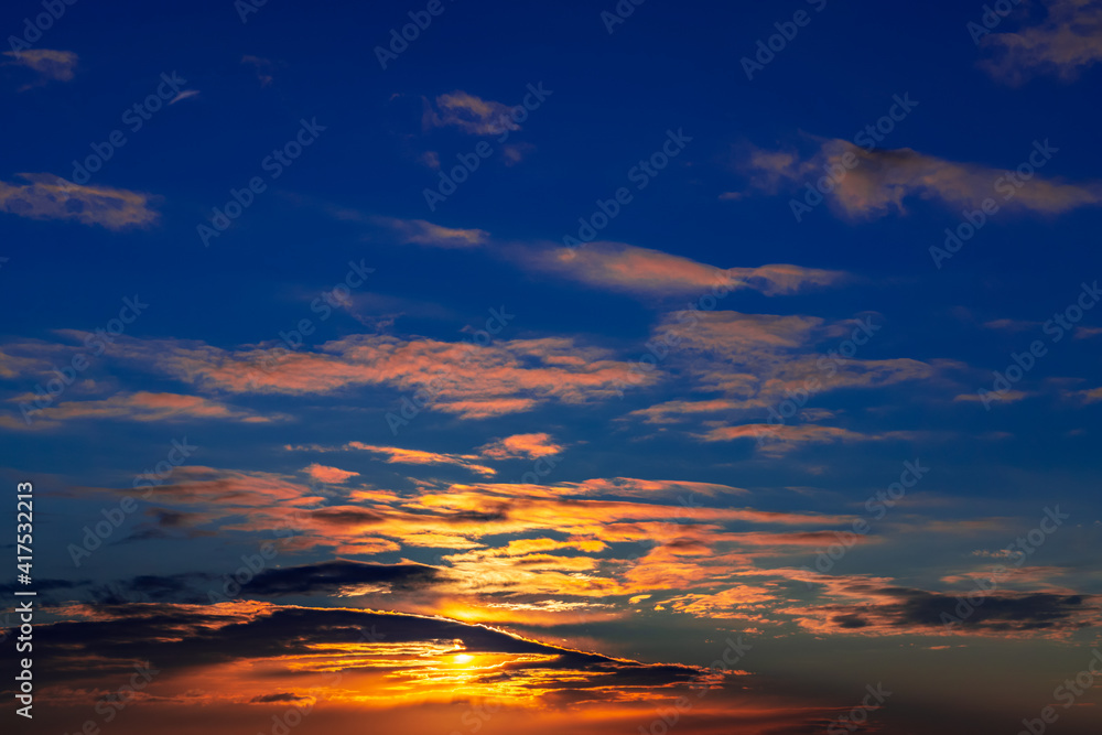 Colorful vibrant sunset sky background