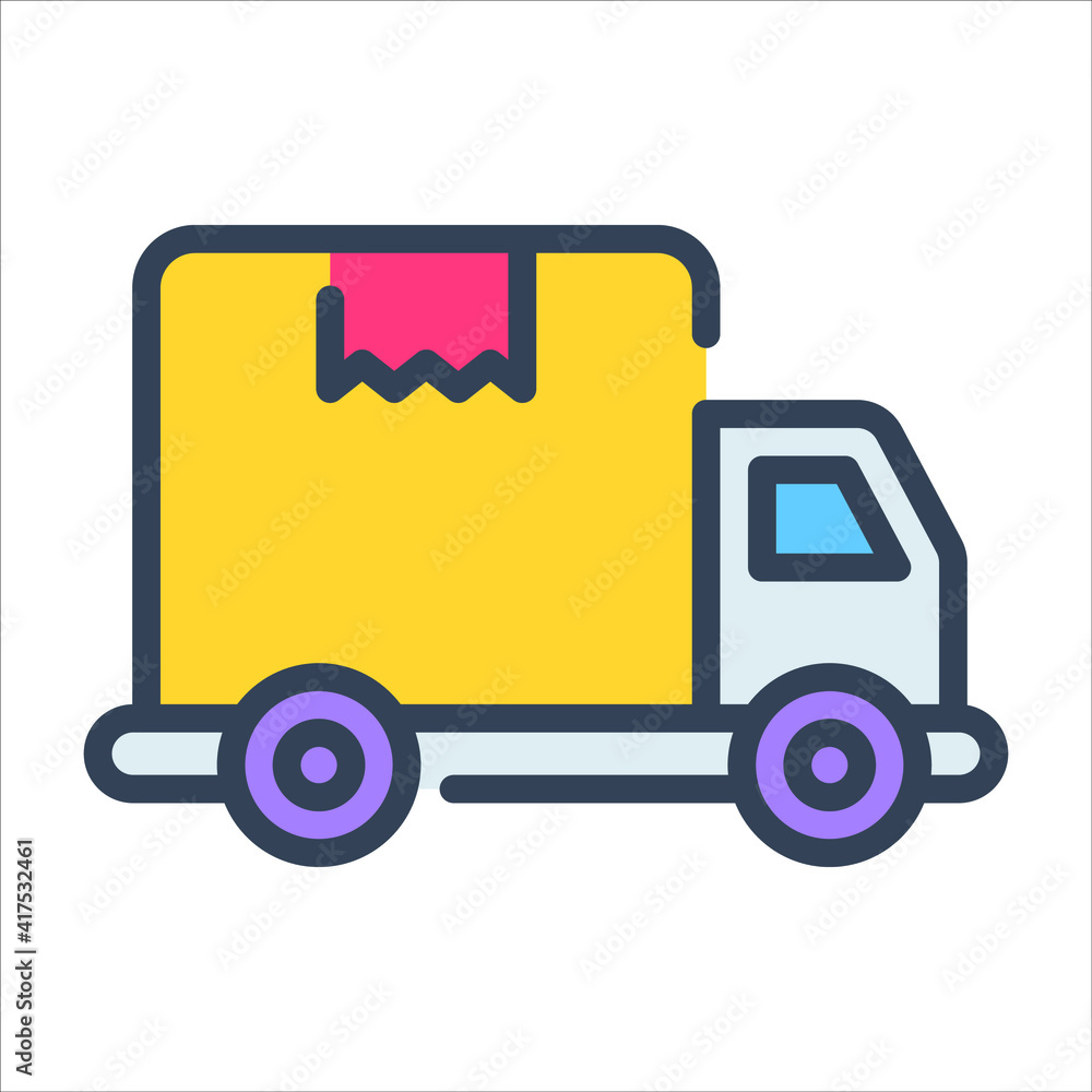 delivery, truck color outline icon, business and finance icon. delivery, truck color outline icon, business and finance icon.