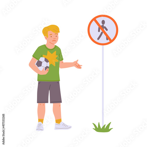 Safety of children on city road a flat isolated vector illustration.