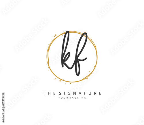 KF Initial letter handwriting and signature logo. A concept handwriting initial logo with template element.