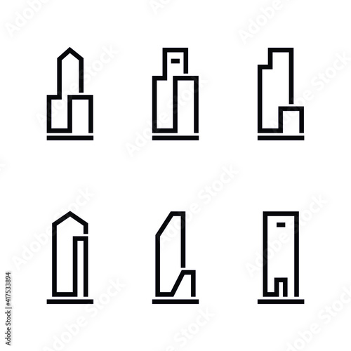 Set of minimal flat building icon, Vector logo illustration.