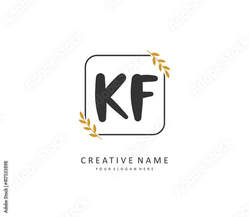 KF Initial letter handwriting and signature logo. A concept handwriting initial logo with template element.