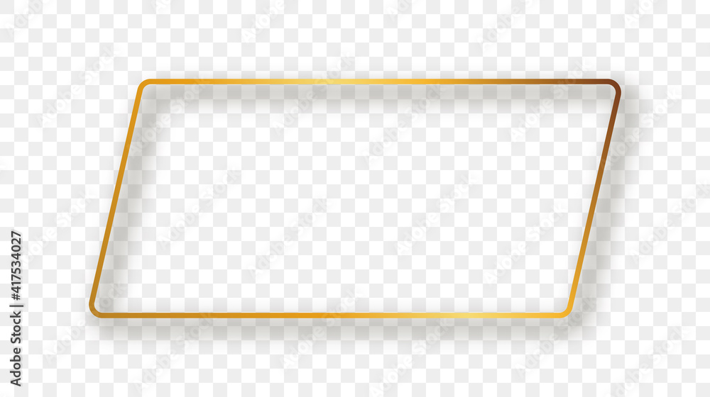 Gold glowing rounded rectangular shape frame with shadow Gold glowing rounded rectangular shape frame with shadow