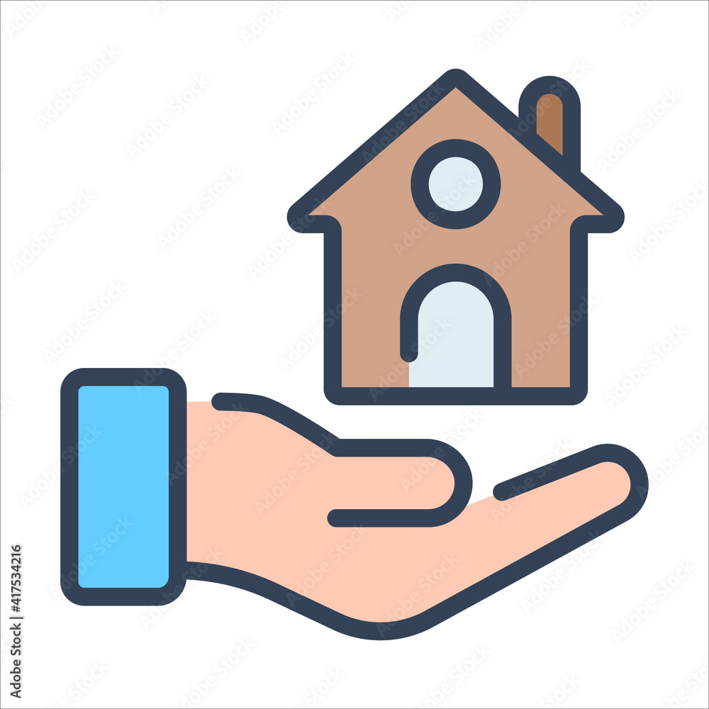 mortgage insurance color outline icon, business and finance icon.