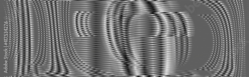 Monochrome texture deformation with curved metallic surface effect in middle gray halftones. Abstract background saver, interior decor, mobile apps, wall panel, business card, image of blog, poster.