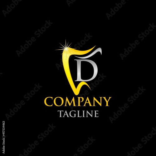 letter D luxury dental logo