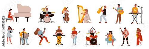 Musicians Characters Icon Set