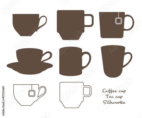 コーヒーカップ マグカップ ティーカップ シルエット イラスト素材