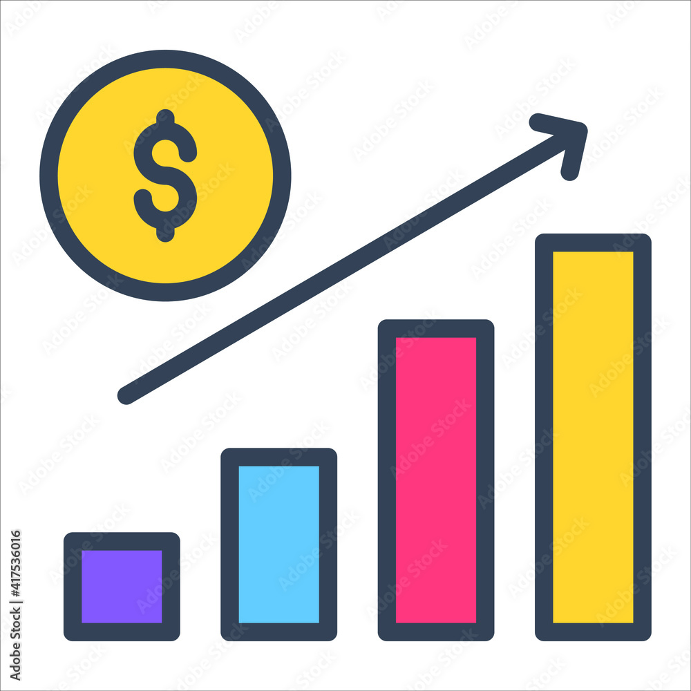 money investment color outline icon, business and finance icon. money investment color outline icon, business and finance icon.