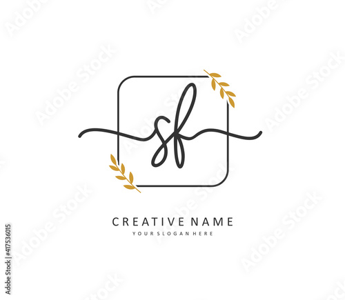 SF Initial letter handwriting and signature logo. A concept handwriting initial logo with template element.