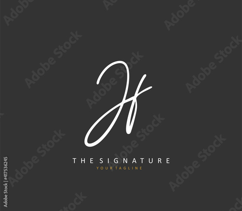 JF Initial letter handwriting and signature logo. A concept handwriting initial logo with template element.