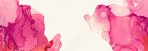 Alcohol ink vector texture banner. Fluid ink abstract background.