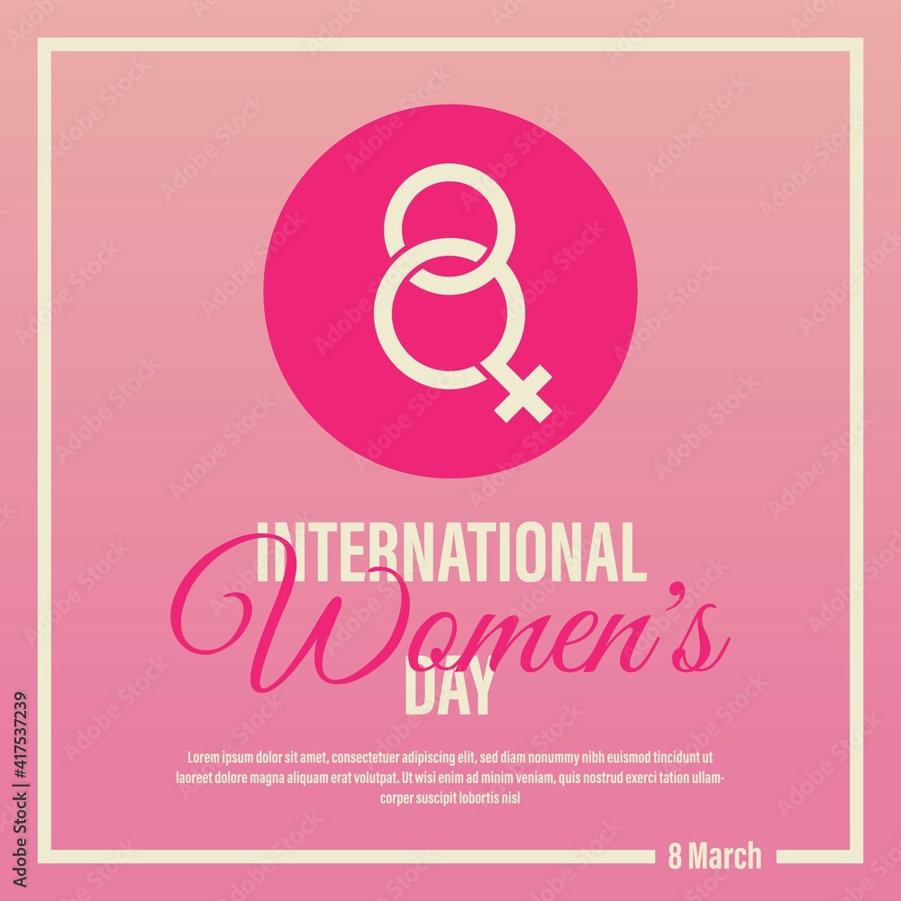 Woman Day in 8 march design concept. International Women's Day Symbol Banner for Social Media Post in Square Pink Background Woman Day in 8 march design concept. International Women's Day Symbol Banner for Social Media Post in Square Pink Background