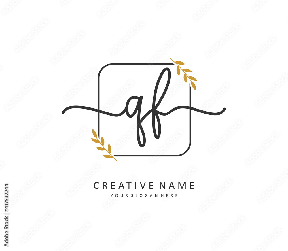 QF Initial letter handwriting and signature logo. A concept handwriting ...