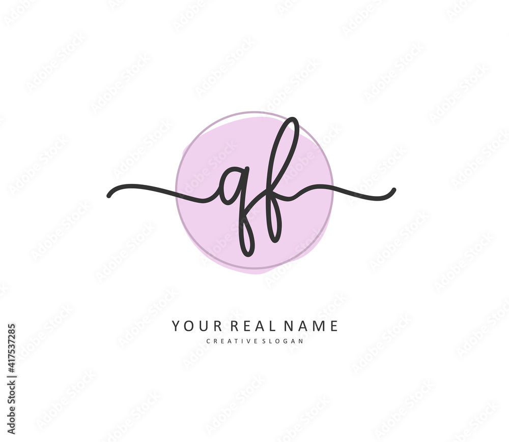 QF Initial letter handwriting and signature logo. A concept handwriting ...
