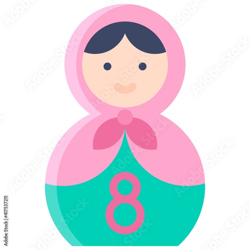 Matryoshka doll icon, International Women's Day related vector