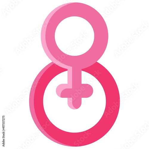 Eight with Femaile gender symbol icon, International Women's Day related vector