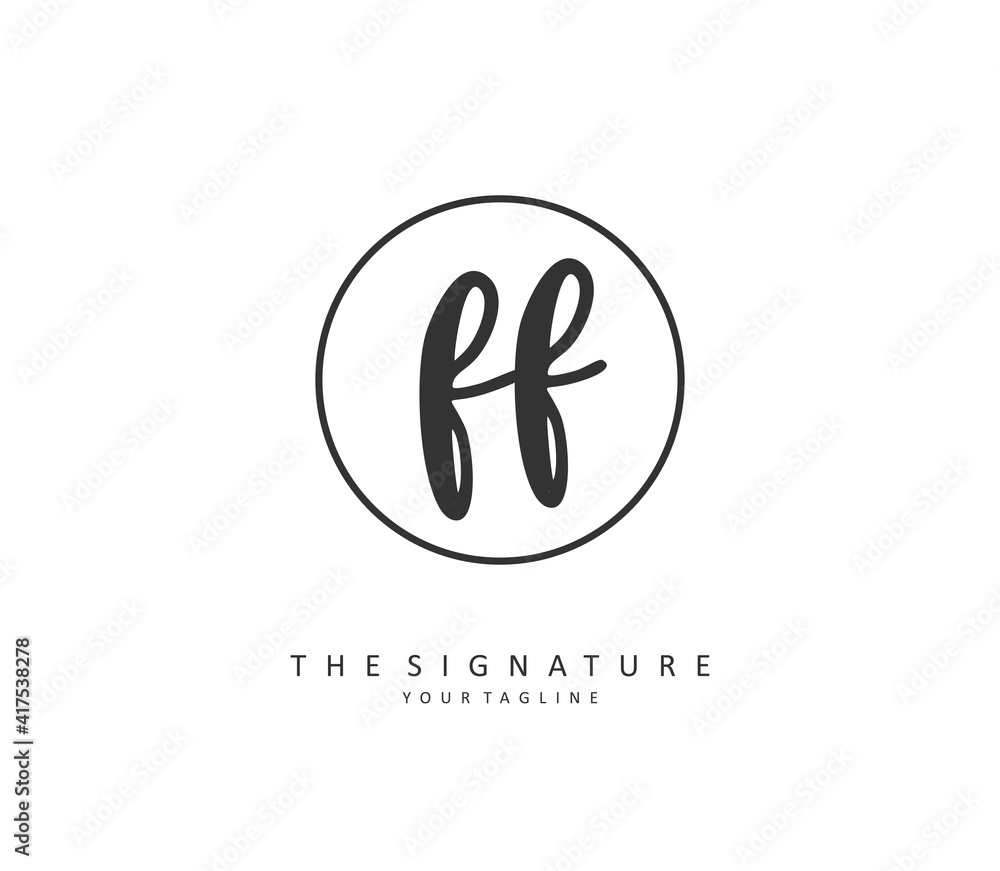 FF Initial letter handwriting and signature logo. A concept handwriting initial logo with template element.
