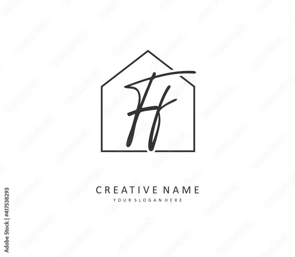 FF Initial letter handwriting and signature logo. A concept handwriting initial logo with template element.